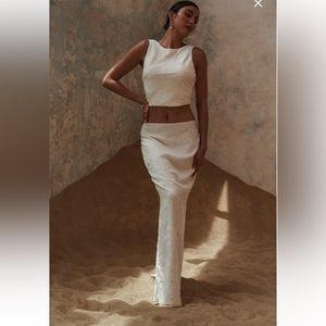 Meshki White Lace Two Piece Set